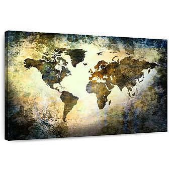 Earthy Texture World Map Wall Art