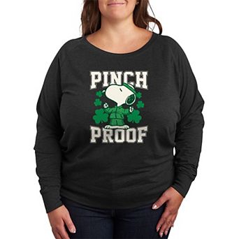 Plus Size Peanuts Snoopy Pinch Proof French Terry Long Sleeve Tee