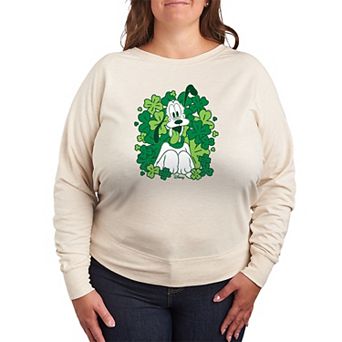 Plus Size Disney's Pluto Shamrocks French Terry Long Sleeve Tee