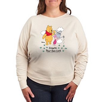 Plus Size Disney's Winnie The Pooh Create Your Own Luck French Terry Long Sleeve Tee