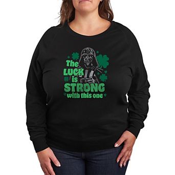 Plus Size Star Wars Darth Vader The Luck Is Strong With This One French Terry Long Sleeve Tee