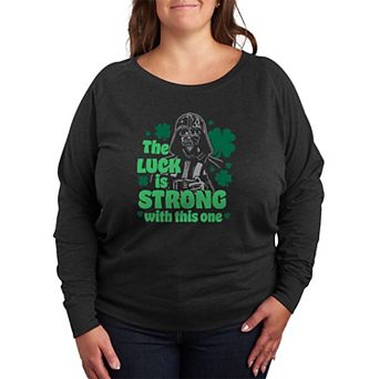 Plus Size Star Wars Darth Vader The Luck Is Strong With This One French Terry Long Sleeve Tee