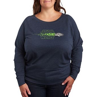 Plus Size Star Wars Millennium Falcon St. Patrick's Day Logo French Terry Long Sleeve Tee