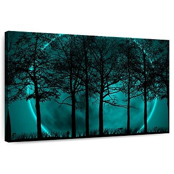 Turquoise Forest Silhouette Wall Art