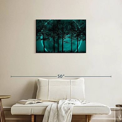 Turquoise Forest Silhouette Wall Art