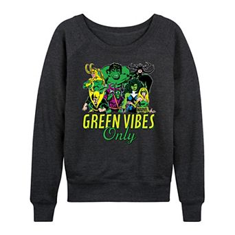 Women's Marvel Green Vibes Only French Terry Long Sleeve Tee