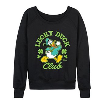 Women's Disney's Donald Duck Lucky Duck Club French Terry Long Sleeve Tee