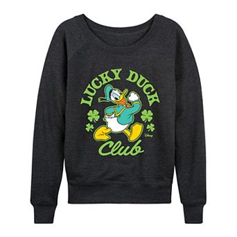 Women's Disney's Donald Duck Lucky Duck Club French Terry Long Sleeve Tee