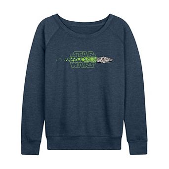 Women's Star Wars Millennium Falcon St. Patrick's Day Logo French Terry Long Sleeve Tee