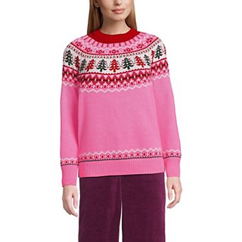 Women's Lands' End Drifter Crewneck Sweater with Penguin Design