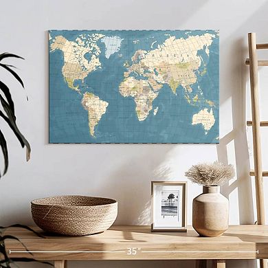 World Map In Detail Wall Art