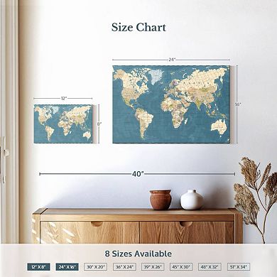 World Map In Detail Wall Art