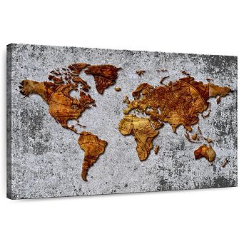 Antique Bronze World Map Wall Art