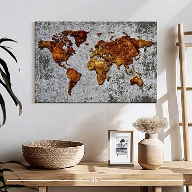 Antique Bronze World Map Wall Art