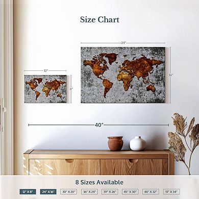 Antique Bronze World Map Wall Art