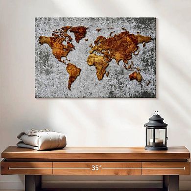 Antique Bronze World Map Wall Art