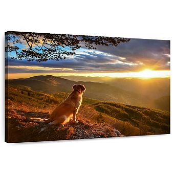 Dog Watching Sunrise Wall Art