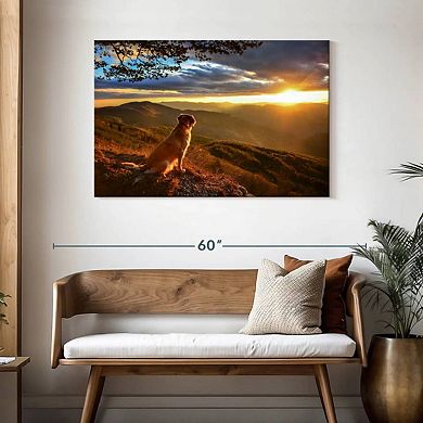 Dog Watching Sunrise Wall Art