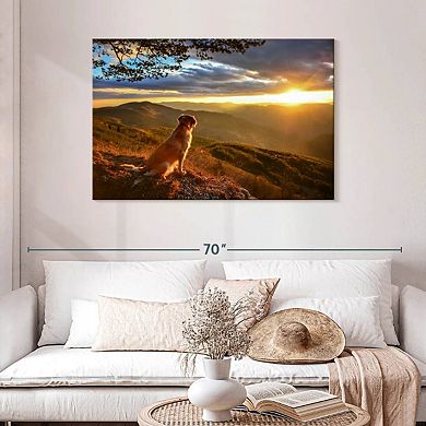 Dog Watching Sunrise Wall Art