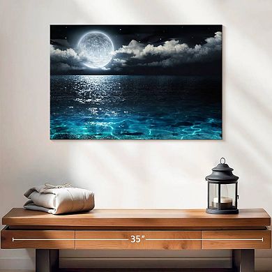 Full Moon Over The Sea Wall Art