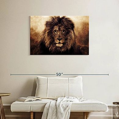 Grunge Lion Head Wall Art
