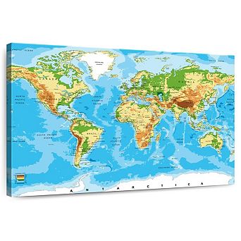 Physical World Map Wall Art