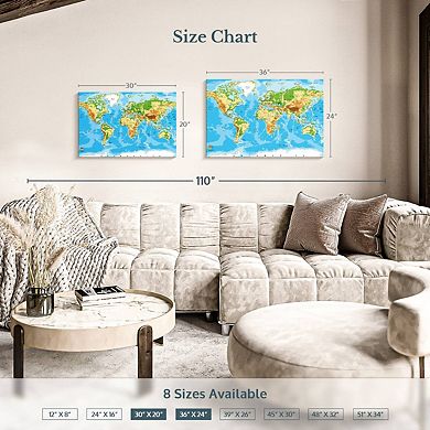 Physical World Map Wall Art