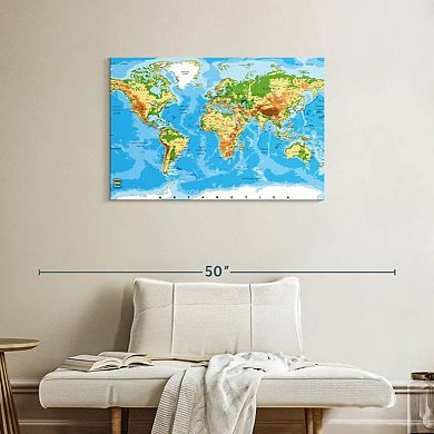 Physical World Map Wall Art