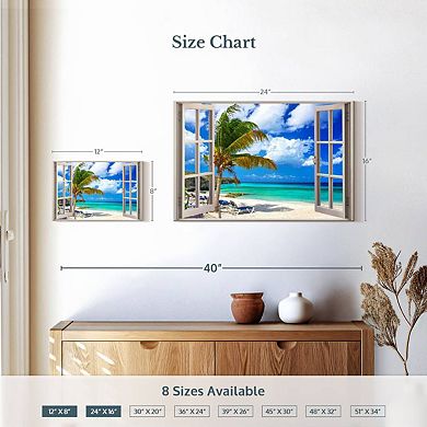 White Beach Window View Wall Art