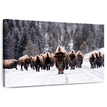 Bison Herd In Winter Wall Art