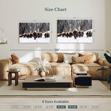Bison Herd In Winter Wall Art