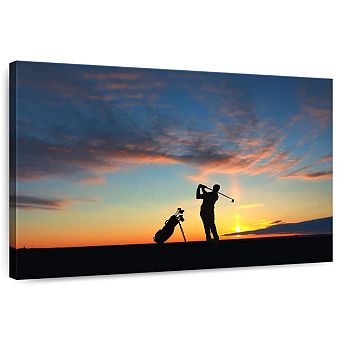 Golfing At Sunset Wall Art