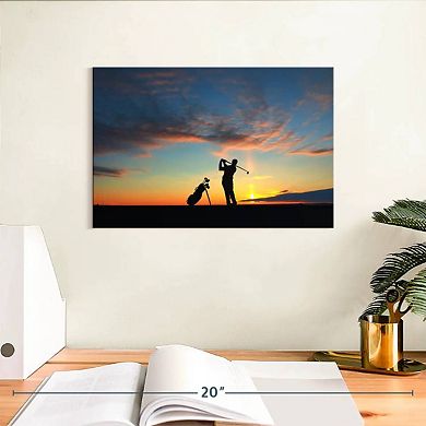 Golfing At Sunset Wall Art
