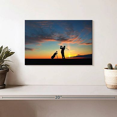 Golfing At Sunset Wall Art