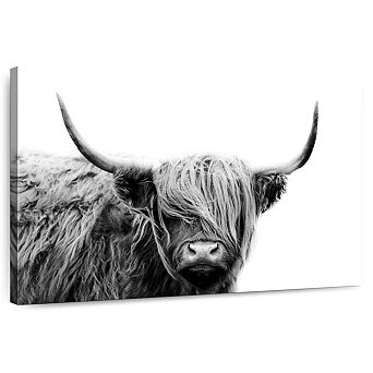 BW Highland Cow Wall Art