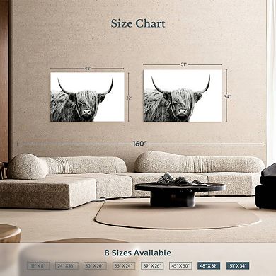 BW Highland Cow Wall Art