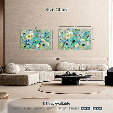 Fresh Teal Flowers I Wall Art