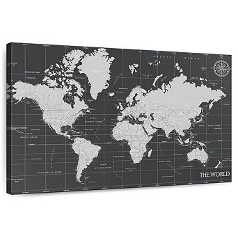 Grid Lines World Map Wall Art