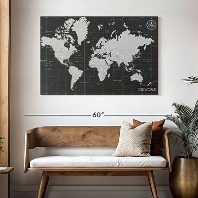 Grid Lines World Map Wall Art
