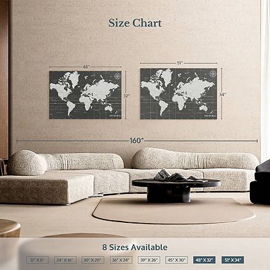 Grid Lines World Map Wall Art