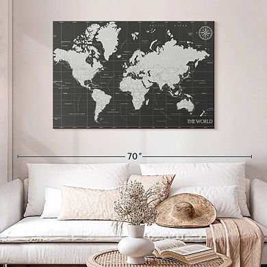 Grid Lines World Map Wall Art