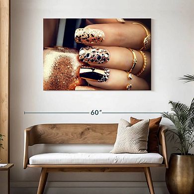 Golden Holiday Nails Wall Art