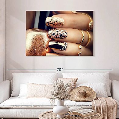 Golden Holiday Nails Wall Art