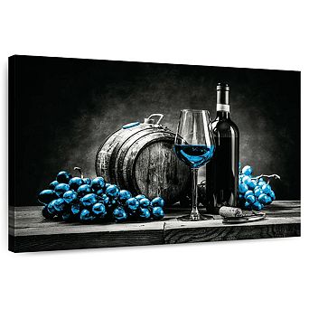 Wine And Grapes Blue Pop Wall Art