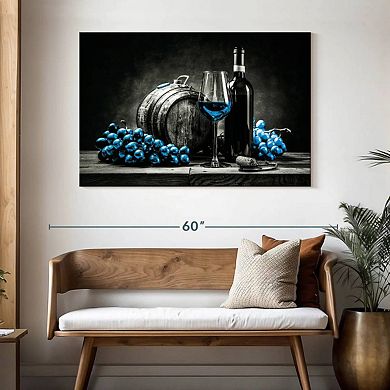 Wine And Grapes Blue Pop Wall Art