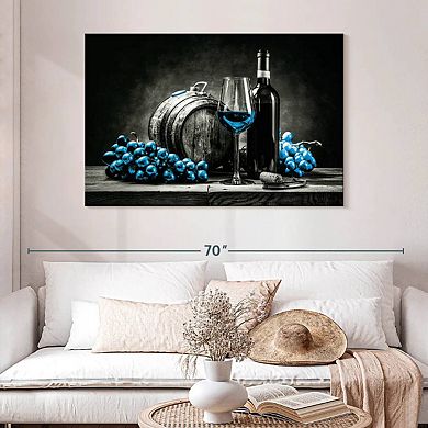 Wine And Grapes Blue Pop Wall Art