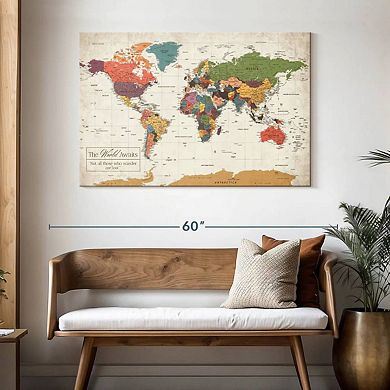 World Awaits I Push Pin World Map Wall Art