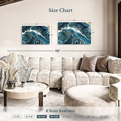 Abstract Blue Marble Wall Art