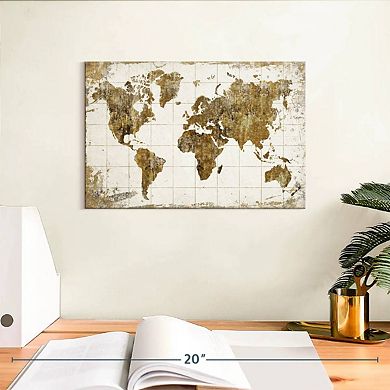 Grunge Vintage World Map Wall Art