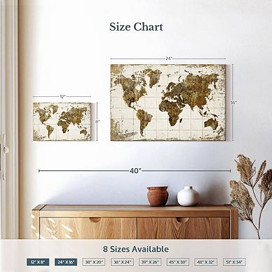 Grunge Vintage World Map Wall Art